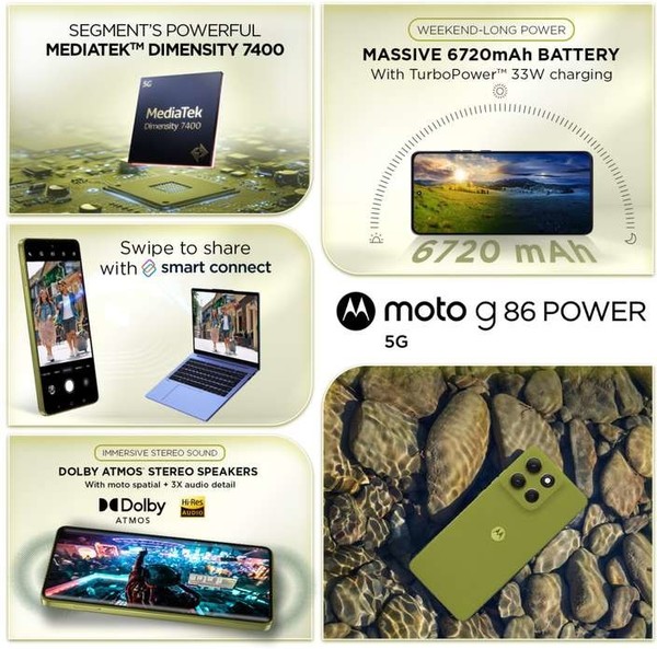 摩托罗拉发布G86 Power:搭载天玑7400与6720mAh电池